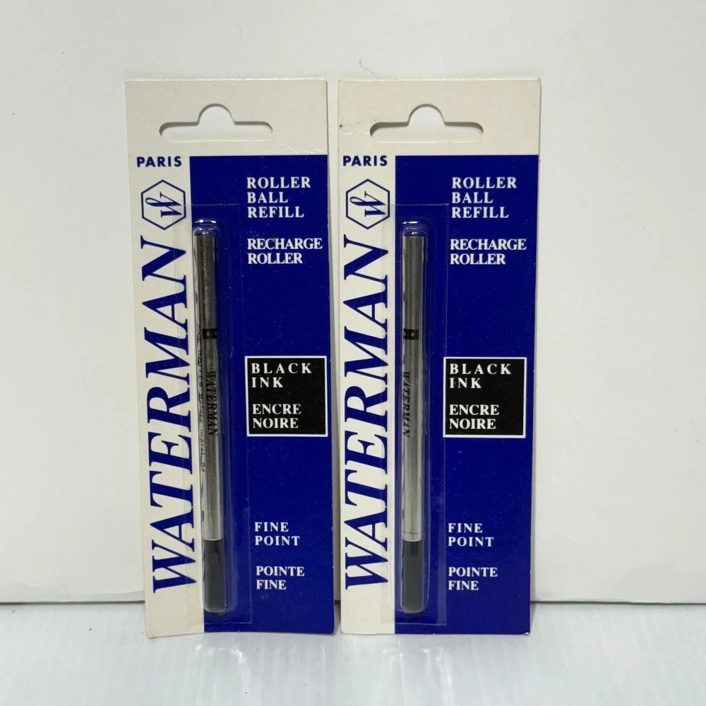 Waterman Paris Rollerball Pen Refills Black Ink Fine Point 2 Pack Vintage 1990s